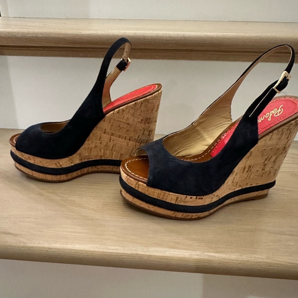 Paloma Barcelo Suede Platform Wedge Sandals - size 38 - Picture 4 of 6